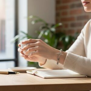 Michael Dawkins Sterling Granulation Link Barrel Bead Bracelet ~